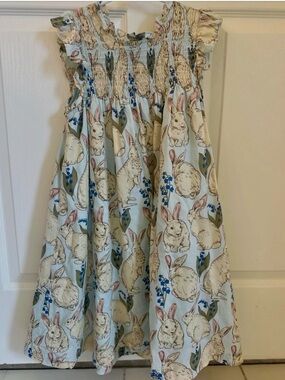 EUC Pink Chicken girls blue bunny dress size 12